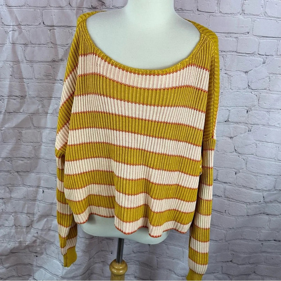 Free people just my stripe pullover sweater over-sized sz medium 100% cotton - Picture 1 of 8